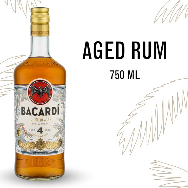 Rum Bacardí® Añejo Cuatro Aged Gold Rum hero