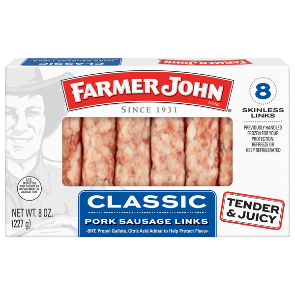 Farmer John Pork Sausage Links, Skinless, Classic hero