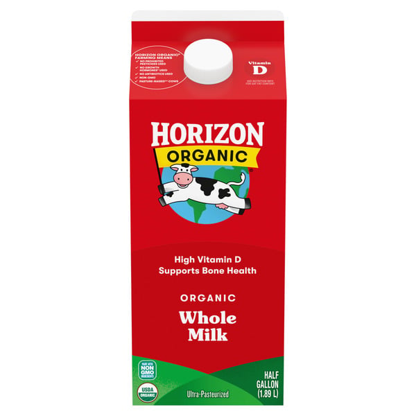 Milk Horizon Organic High Vitamin D Whole Milk, High Vitamin D Milk, 64 FL OZ Half Gallon Carton hero