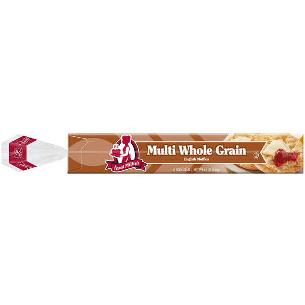 Breakfast Bakery Aunt Millie's Multi Whole Grain, English Muffins hero