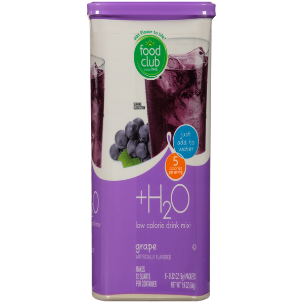 Cocoa & Drink Mixes Food Club +H2O, Grape Low Calorie Drink Mix hero