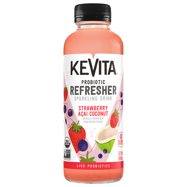 Refrigerated KeVita Sparkling Drink, Strawberry Acai Coconut ,Probiotic Refresher hero