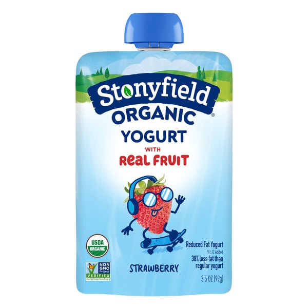 Yogurt Stonyfield Organic Reduced Fat Yogurt Pouch Strawberry hero