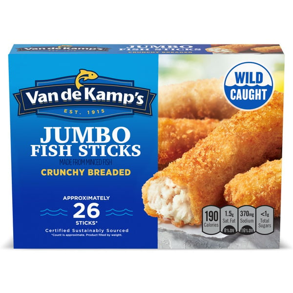 Frozen Meals Van de Kamp's Jumbo Fish Sticks, 100% Real Fish, Frozen hero