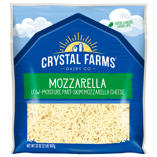 Packaged Cheese Crystal Farms Cheese, Part-Skim, Low-Moisture, Mozzarella hero