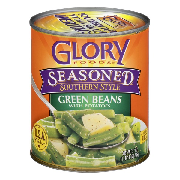 Canned & Jarred Vegetables Glory Foods Seasoned Southern Style Green Beans with Potatoes hero