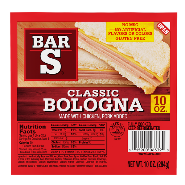 Deli Bar-S Classic Bologna Sliced Deli-Style Lunch Meat hero