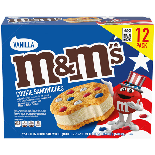 Ice Cream & Ice M&M's Vanilla Ice Cream Cookie Sandwiches pk hero