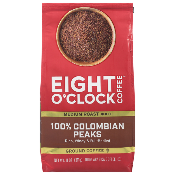 Coffee Eight O’Clock Coffee, Ground, Medium Roast, 100% Colombian Peaks hero