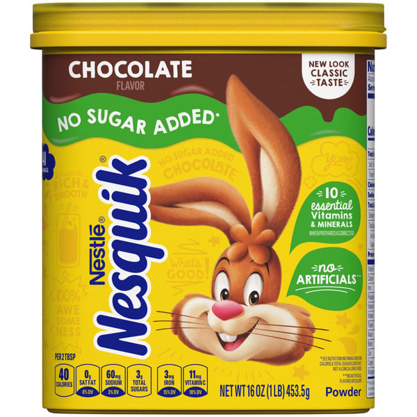 Cocoa & Drink Mixes Nestlé NESQUIK No Sugar Added Chocolate Flavor Powder hero