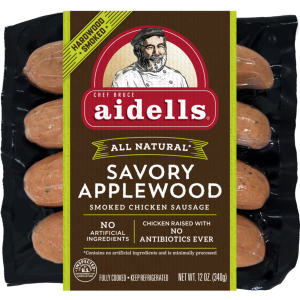 Hot Dogs, Bacon & Sausage Aidells Savory Applewood Hardwood Smoked Chicken Sausage Links, 4 Count hero