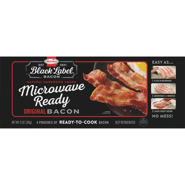 Hot Dogs, Bacon & Sausage Hormel Black Label Microwave Ready Bacon hero