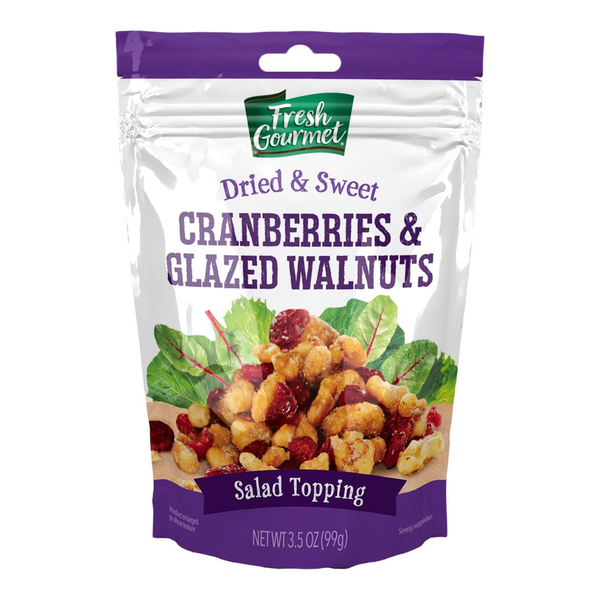 Salad Dressing & Toppings Fresh Gourmet Salad Topping, Cranberries & Glazed Walnuts, Dried & Sweet hero