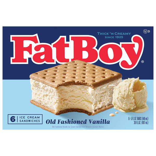 Frozen Dessert FatBoy Ice Cream Sandwiches, Old Fashioned Vanilla hero