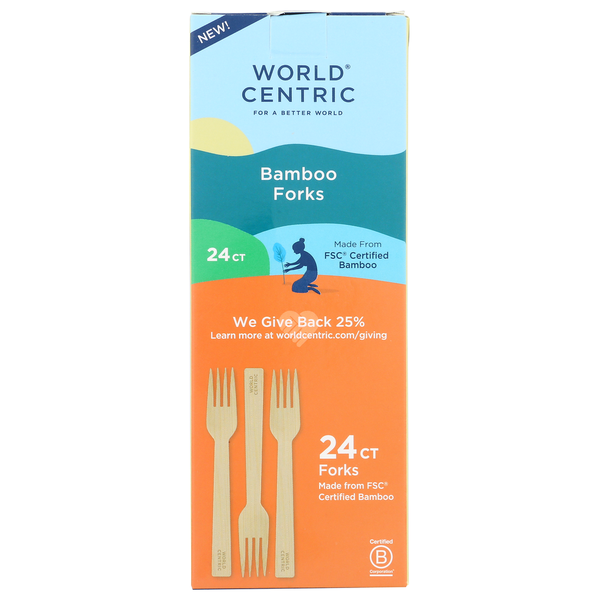 More Household World Centric 6.7 In Fork - Bamboo - Bamboo - Fsc-Scs-Coc-002849 - Compostable - Retail - Pack hero