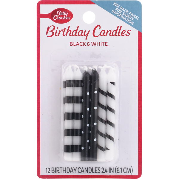 Baking Supplies & Decor Betty Crocker Birthday Candles, Black & White, 2.4 Inch hero