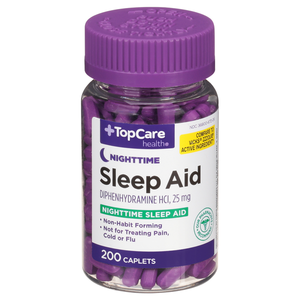 Stress & Sleep Aids TopCare Sleep Aid, Nighttime, 25 mg, Caplets hero