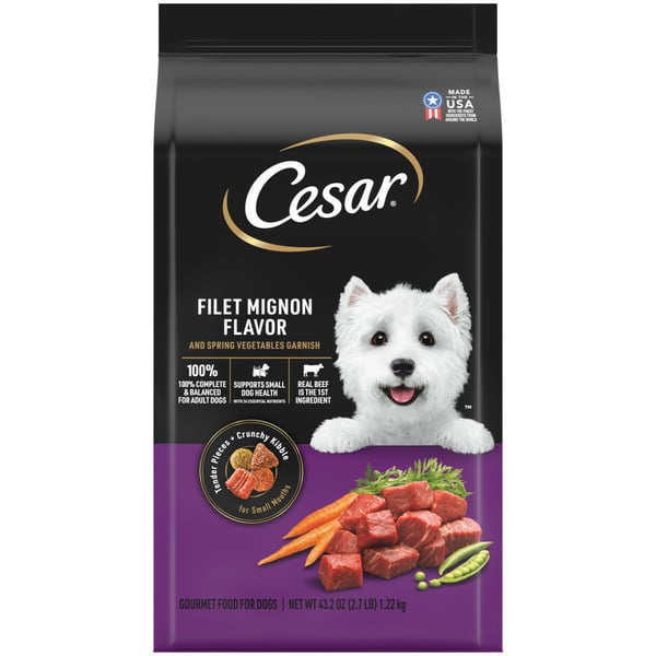 Dog Food & Care Cesar Small Breed Dry Dog Food Filet Mignon Flavor with Spring Vegetables Garnish hero