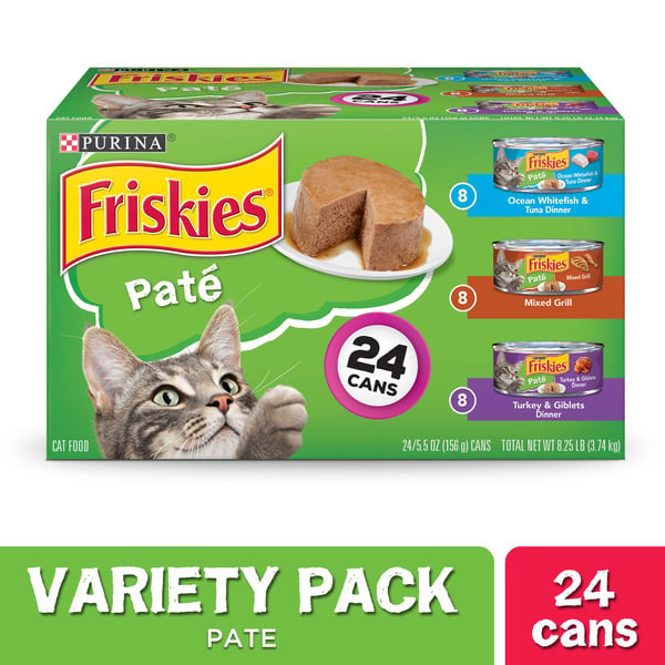 Cat Food & Care Purina Friskies Pate Wet Cat Food Variety Pack, Ocean Whitefish, Grilled & Turkey hero