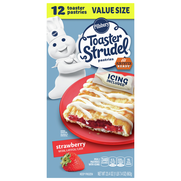 Frozen Breakfast Pillsbury Toaster Pastries, Strawberry, Value Size hero