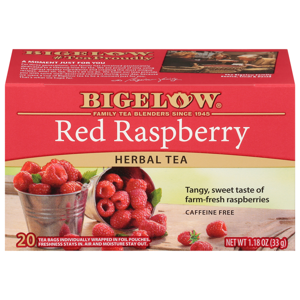 Tea (Loose, Bags and Pods) Bigelow Herbal Tea, Red Raspberry, Caffeine Free, Tea Bags hero