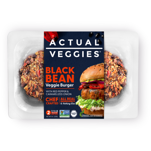 Refrigerated Meat Alternatives Actual Veggies Black Bean Veggie Burger hero