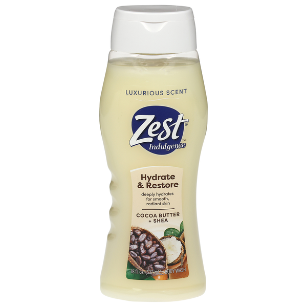 Body Lotions & Soap Zest Body Wash, Cocoa Butter + Shea, Hydrate & Restore hero