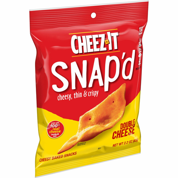 Crackers Cheez-It Snap'd Cheese Cracker Chips, Thin Crisps, Lunch Snacks, Double Cheese hero