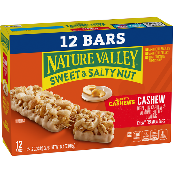 Breakfast Bars & Pastries Nature Valley Cashew Sweet and Salty Nut Chewy Granola Bars hero