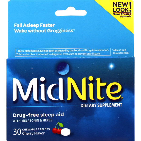 Stress & Sleep Aids MidNite Drug-Free Sleep Aid, Chewable Tablets, Mint hero