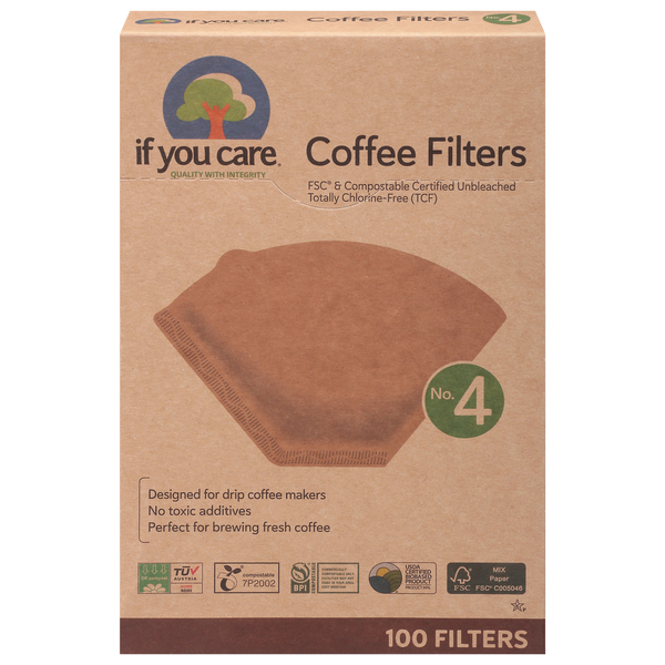 Coffee If You Care FSC Certified Unbleached Totally Chlorine-Free No. 4 Size Coffee Filters hero