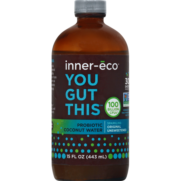 Juice & Nectars Inner Eco Probiotic Coconut Water, Sparkling Original, Unsweetened hero