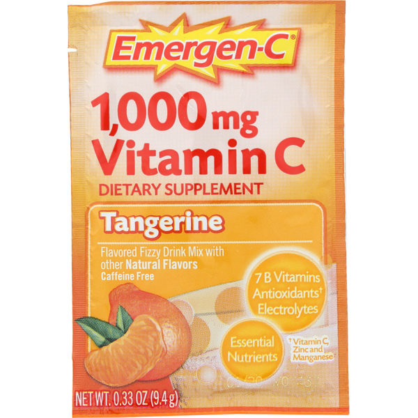 Vitamins & Supplements Emergen-C Vitamin C Dietary Supplement Tangerine Fizzy Drink Mix Packet hero