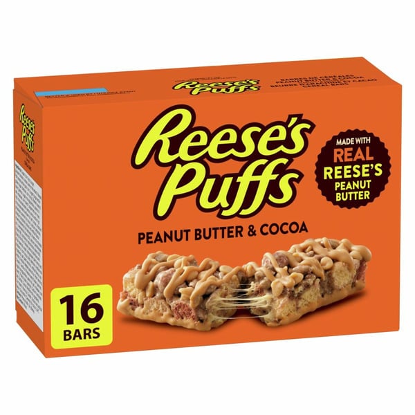 Candy & Chocolate Reese's Puffs Peanut Butter & Cocoa Flavour Cereal Bars hero