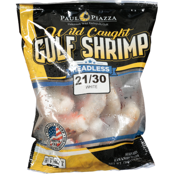 Packaged Seafood Paul Piazza Gulf Shrimp, Headless, Wild Caught, White hero