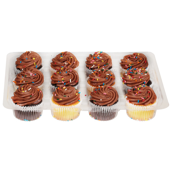 Bakery Cakes & Cupcakes Food Lion Chocolate & Vanilla Cupcakes with Vanilla Whipped Icing 12 ct hero