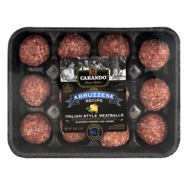 Fresh Pork & Ham Carando Abruzzese Recipe Italian Style Meatballs hero