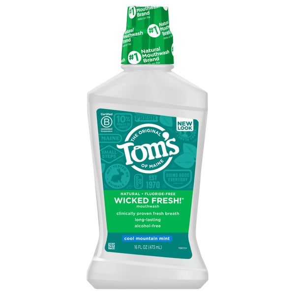 Oral Care | Toothpaste & Floss Tom's of Maine Alcohol-Free Natural Mouthwash, Cool Mountain Mint, Cool Mint hero