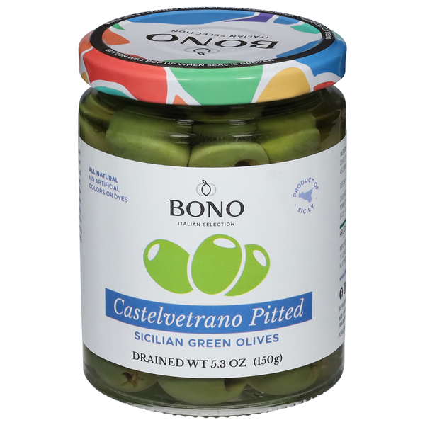 Pickled Goods & Olives Bono Olives, Green, Sicilian, Castelvetrano Pitted hero