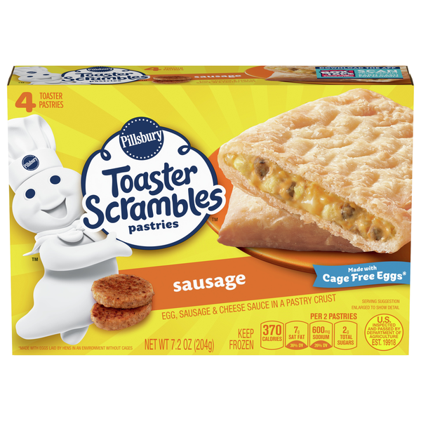 Frozen Breakfast Pillsbury Toaster Scrambles Toaster Pastries, Sausage hero