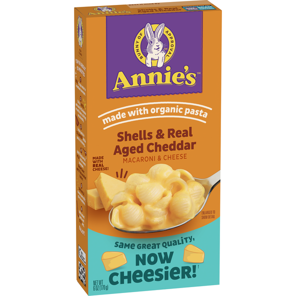 Boxed Meals & Side Dishes Annie's Real Aged Cheddar Shells Macaroni and Cheese Dinner with Organic Pasta hero