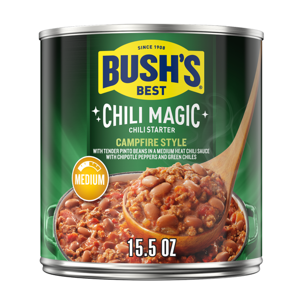 Canned & Jarred Vegetables Bush's Best Bush’s Campfire Style Chili Magic Chili Starter hero