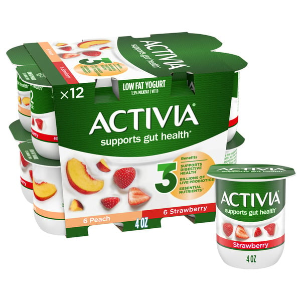 Yogurt Activia Probiotic Blended Lowfat Yogurt Peach & Strawberry hero