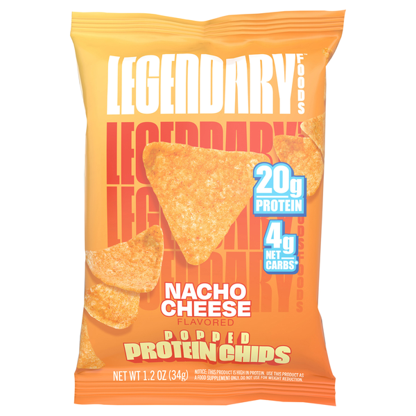 Legendary Foods Protein Chips, Nacho Cheese Flavored, Popped hero