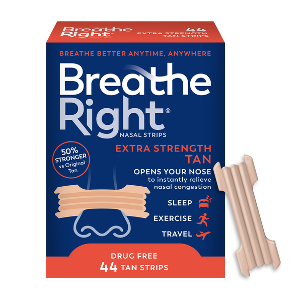 Cold, Flu & Allergy Breathe Right Nasal Strips, Tan, Extra Strength, Drug Free hero