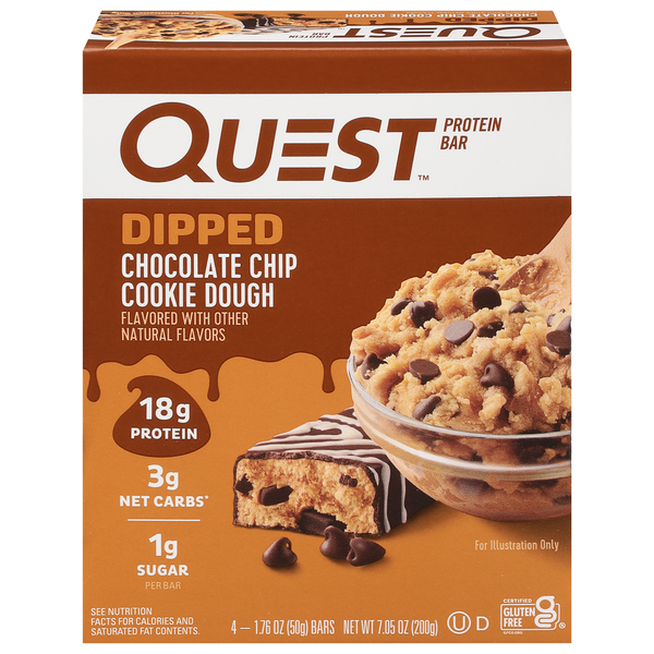 Protein & Meal Replacements Quest Protein Bar, Chocolate Chip Cookie Dough, Dipped hero