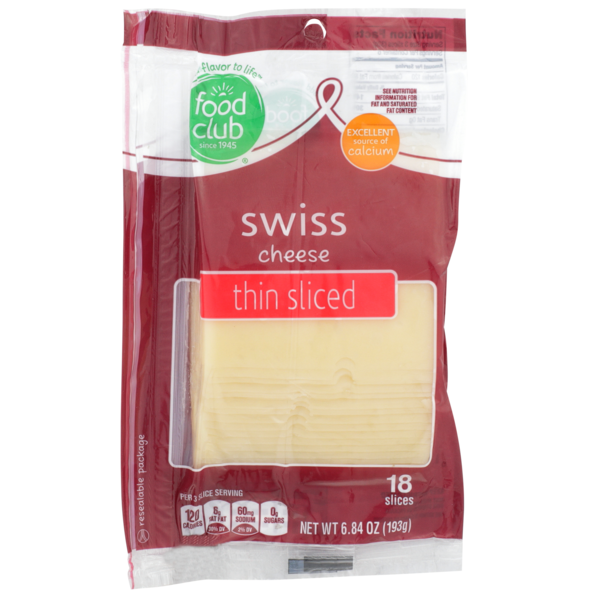 Packaged Cheese Food Club Swiss Thin Sliced Cheese hero