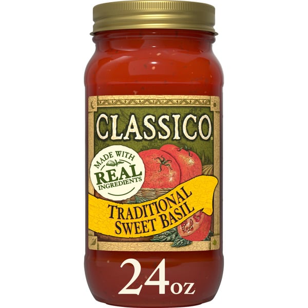 Pasta Sauce Classico Traditional Sweet Basil & Tomato Spaghetti Pasta Sauce hero