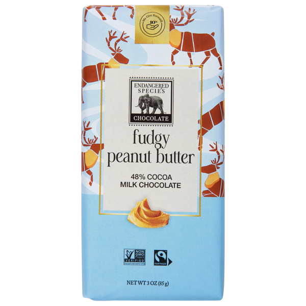 Endangered Species Milk Chocolate, Fudgy Peanut Butter, 48% Cocoa hero