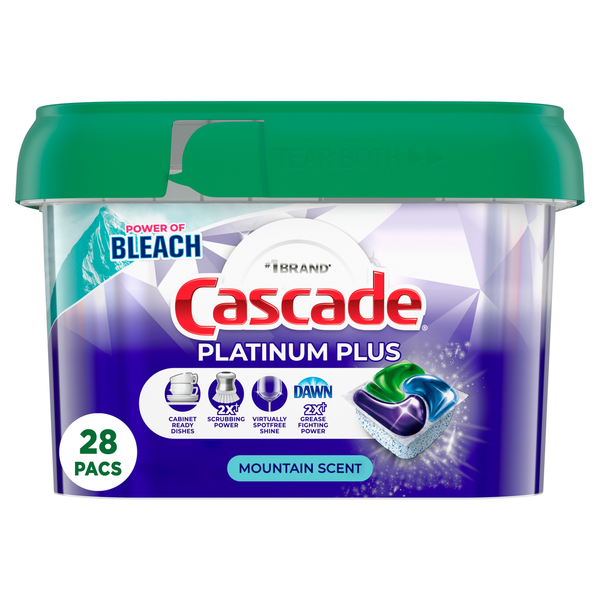 Dish Detergents Cascade Platinum Plus Dishwasher Detergent Pods, Mountain hero